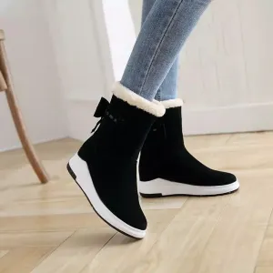 Woman Snow Boots Mid Calf Round Toe Shoes