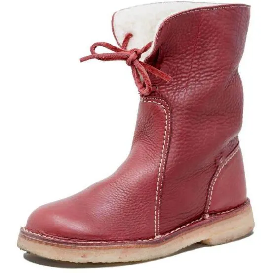 Women Boots Suede Round Toe Buckle Strap Flat Shoes Keep Warm  Snow Boots