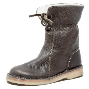 Women Boots Suede Round Toe Buckle Strap Flat Shoes Keep Warm  Snow Boots