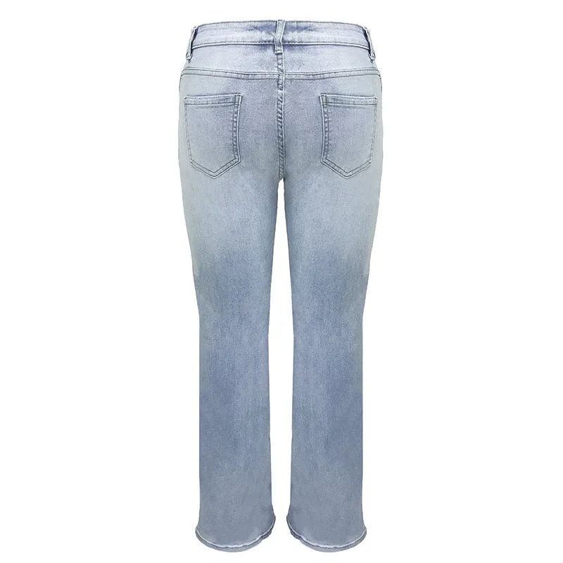 Women Fashionable Straight Pants Basic Skinny Slim Stretch Jeans Pants
