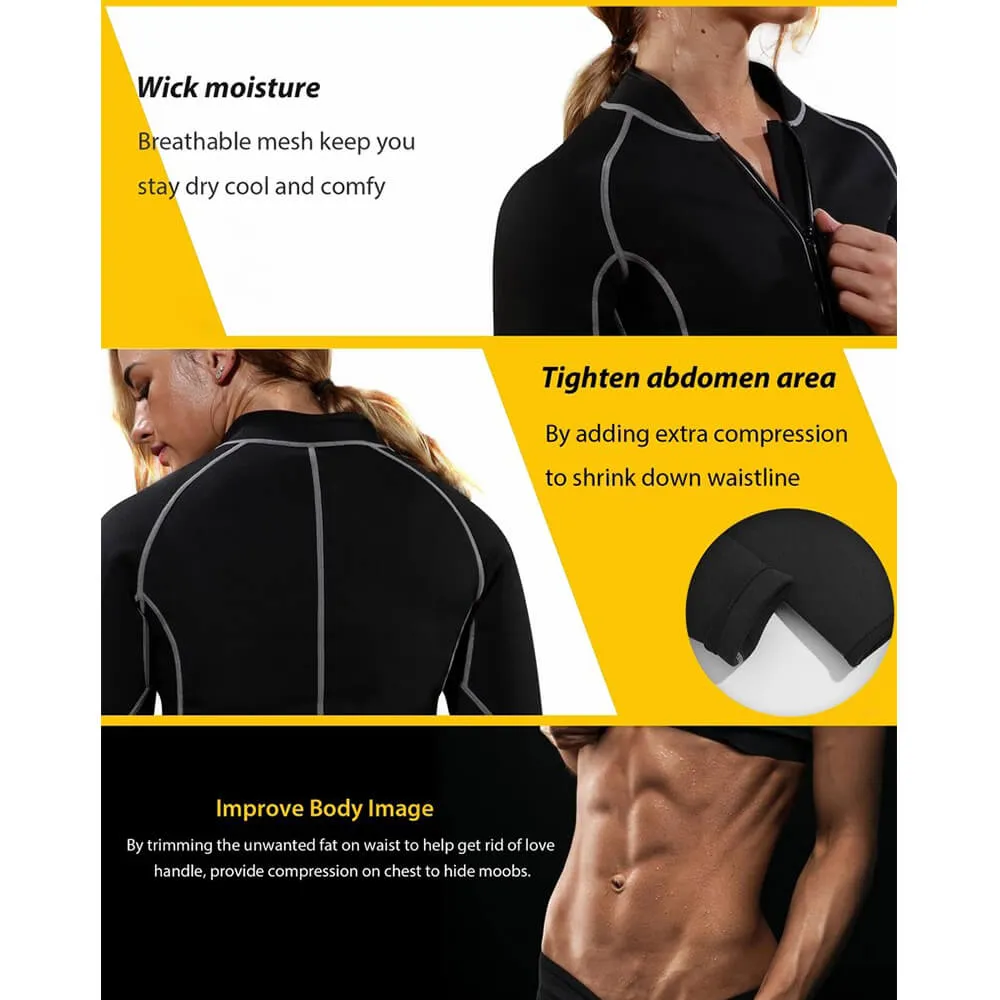 Women Hot Sweat Weight Loss Shirt Neoprene Body Shaper Sauna Jacket Suit