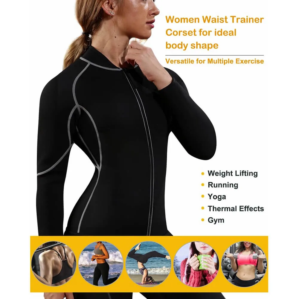 Women Hot Sweat Weight Loss Shirt Neoprene Body Shaper Sauna Jacket Suit