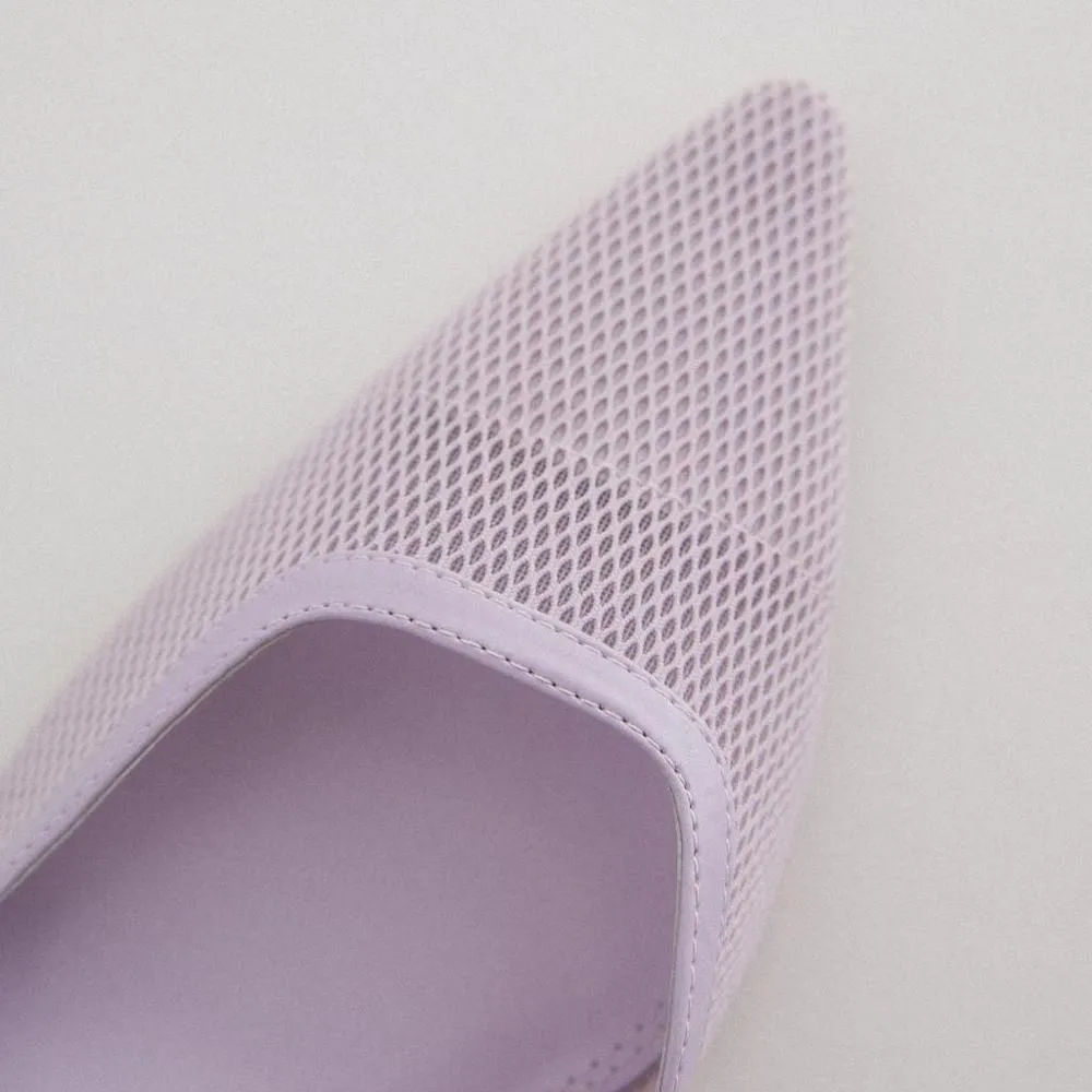women Light violet mesh cat heel high