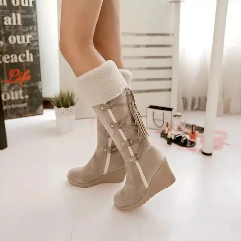 Women Mid Calf Boots Winter Shoes