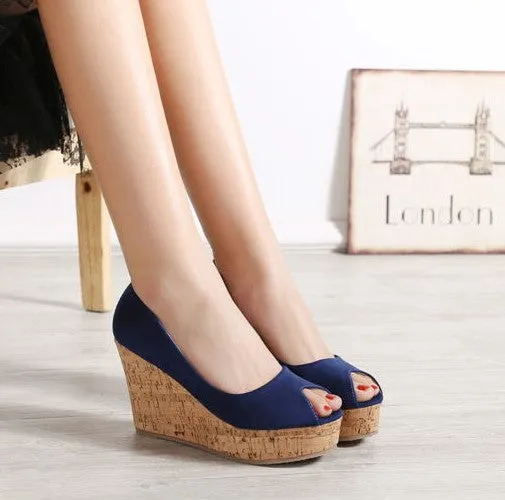 Women Small Size Peep Wedge Sandals CANDICE