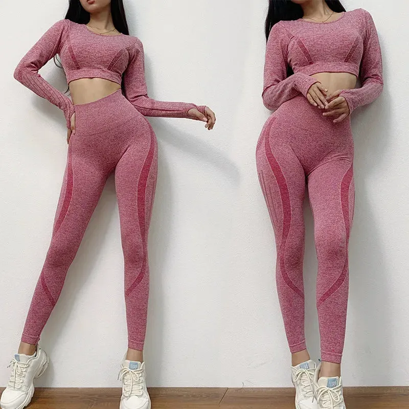 Women's Activewear Set – Gym Tracksuit with Leggings & Long Sleeve Top