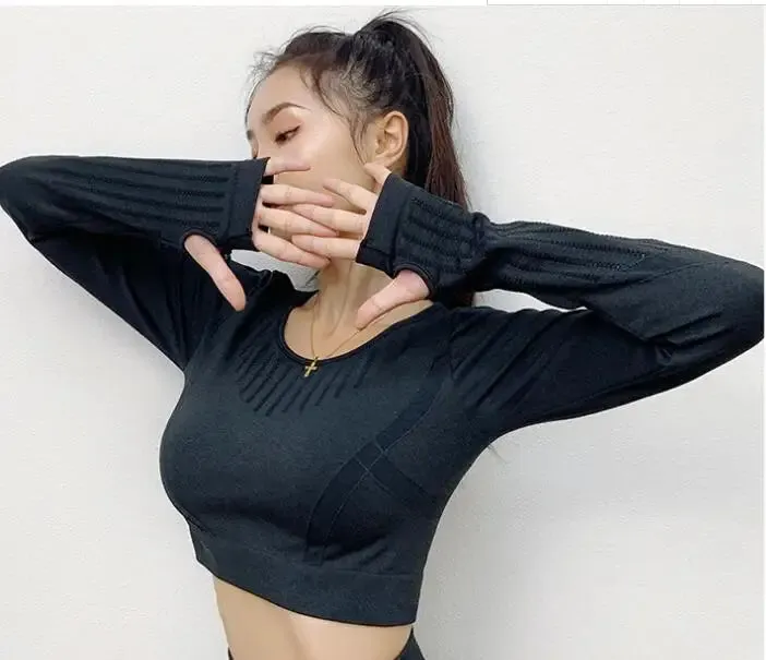 Women's Activewear Set – Gym Tracksuit with Leggings & Long Sleeve Top