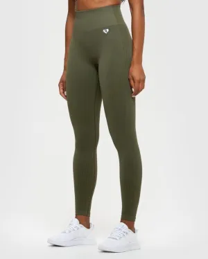 Womens Best Khaki Green Power Seamless Leggings Size Small (New)