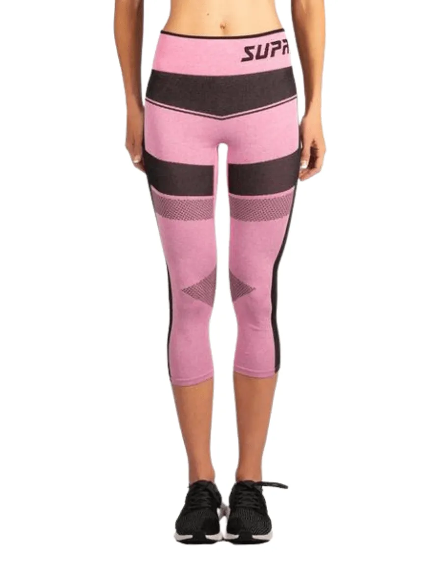 Women's Compression Mesh Capri run Leggings - Pink