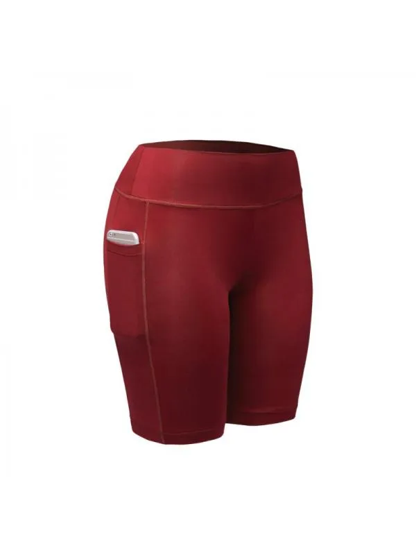 Women's Compression Running Yoga Sports Short Pants with Pocket