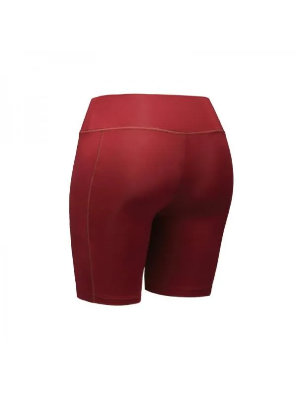Women's Compression Running Yoga Sports Short Pants with Pocket