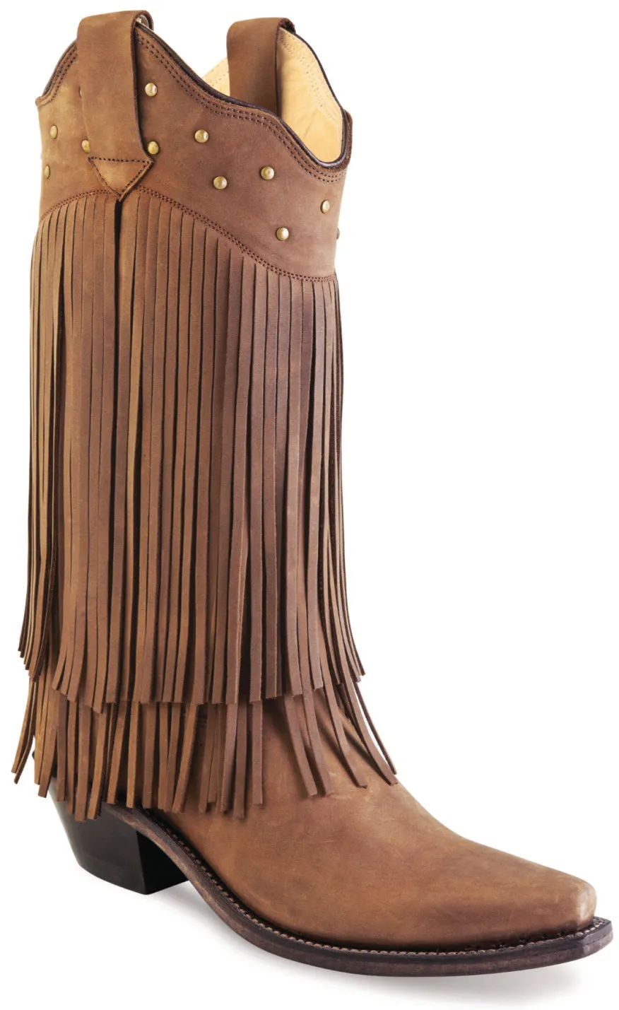 Women's Cowboy Country Western Boots Handmade Brown Leather Fringed LF1585E