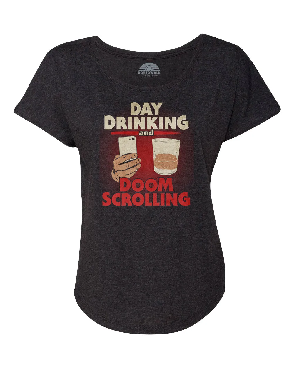 Women's Day Drinking and Doom Scrolling Scoop Neck T-Shirt