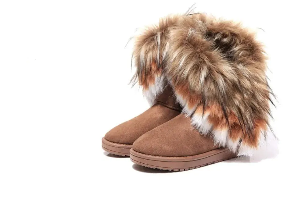 Women's Fox Fur Snow Boots