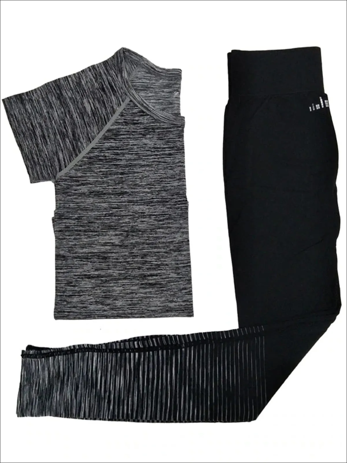 Women's Marled Short Sleeve Top & Leggings Set
