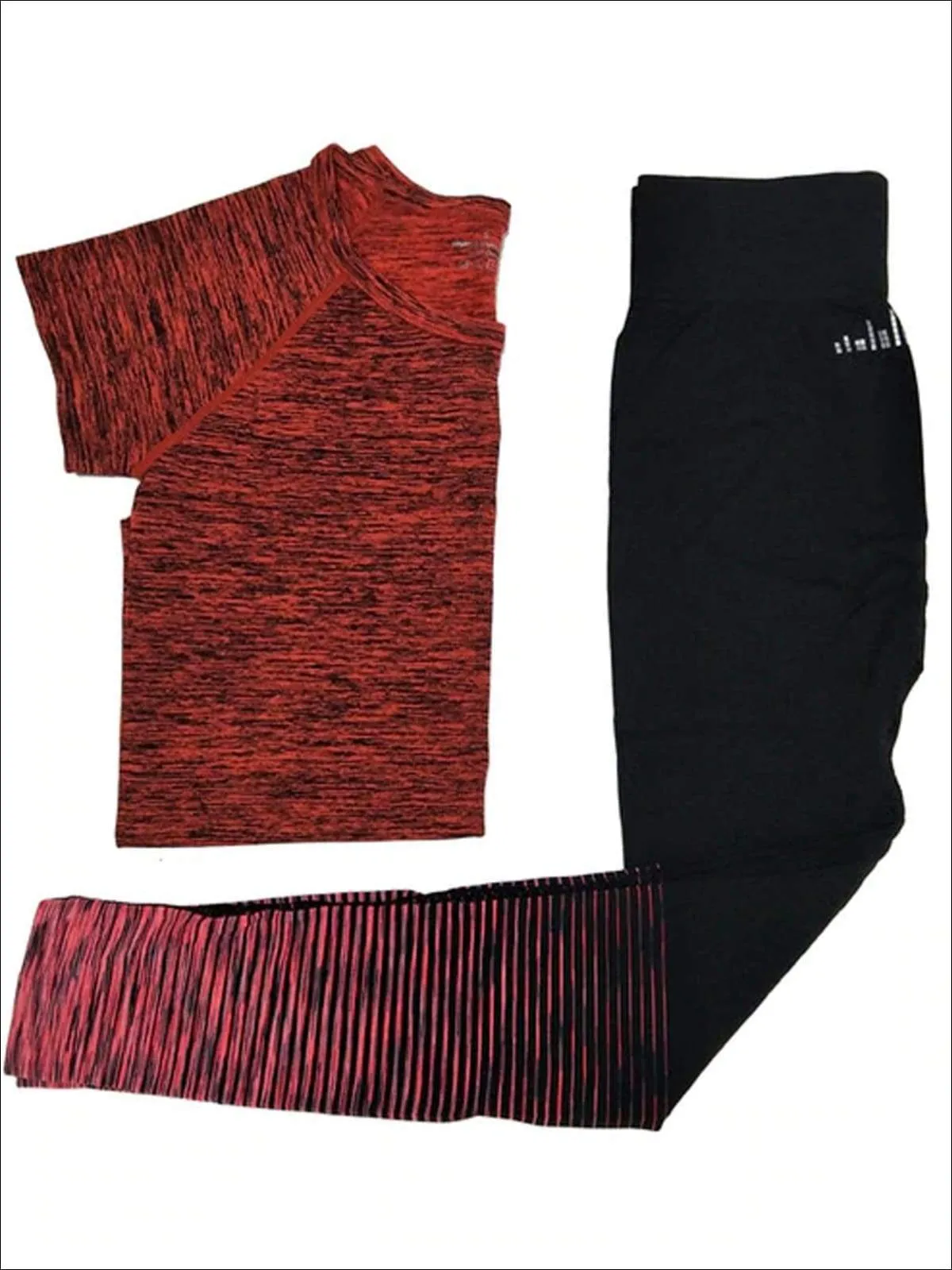 Women's Marled Short Sleeve Top & Leggings Set