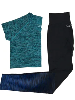Women's Marled Short Sleeve Top & Leggings Set