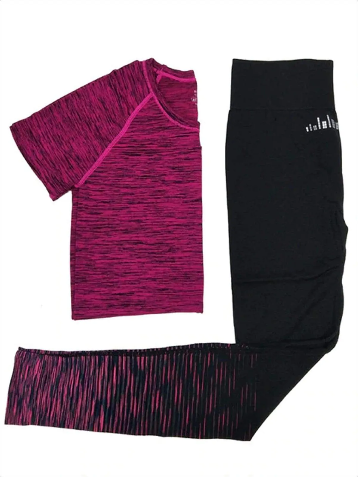Women's Marled Short Sleeve Top & Leggings Set