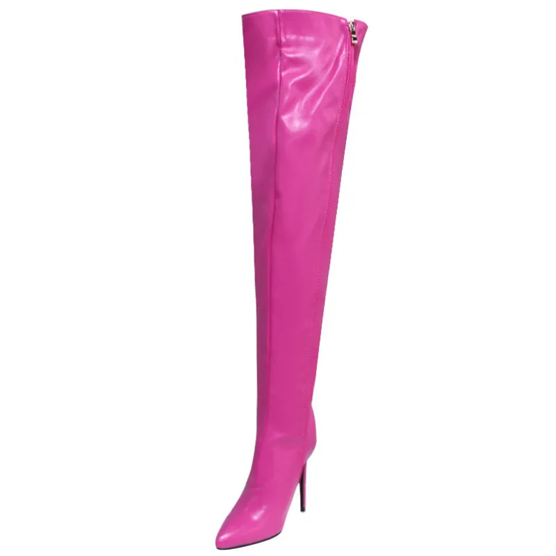 Women's Over The Knee Boots Pointed Toe Zipper Heels Sexy Long Boots