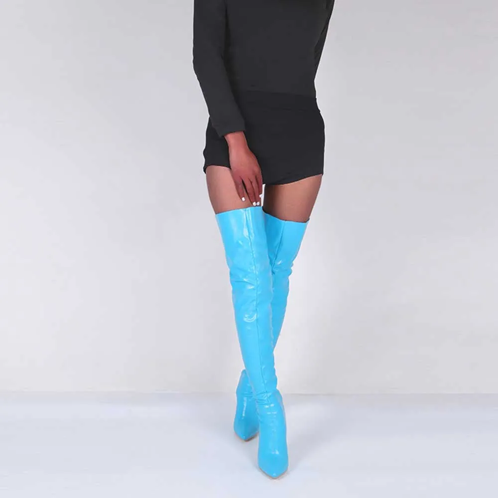 Women's Over The Knee Thigh High Boots Pointed Toe Zipper Heels Sexy Long Boots