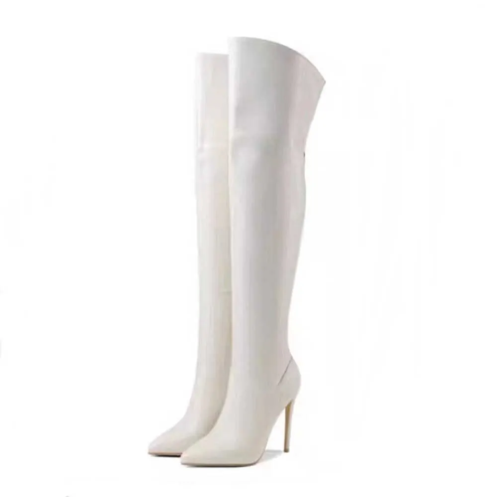 Women's Over The Knee Thigh High Boots Pointed Toe Zipper Heels Sexy Long Boots