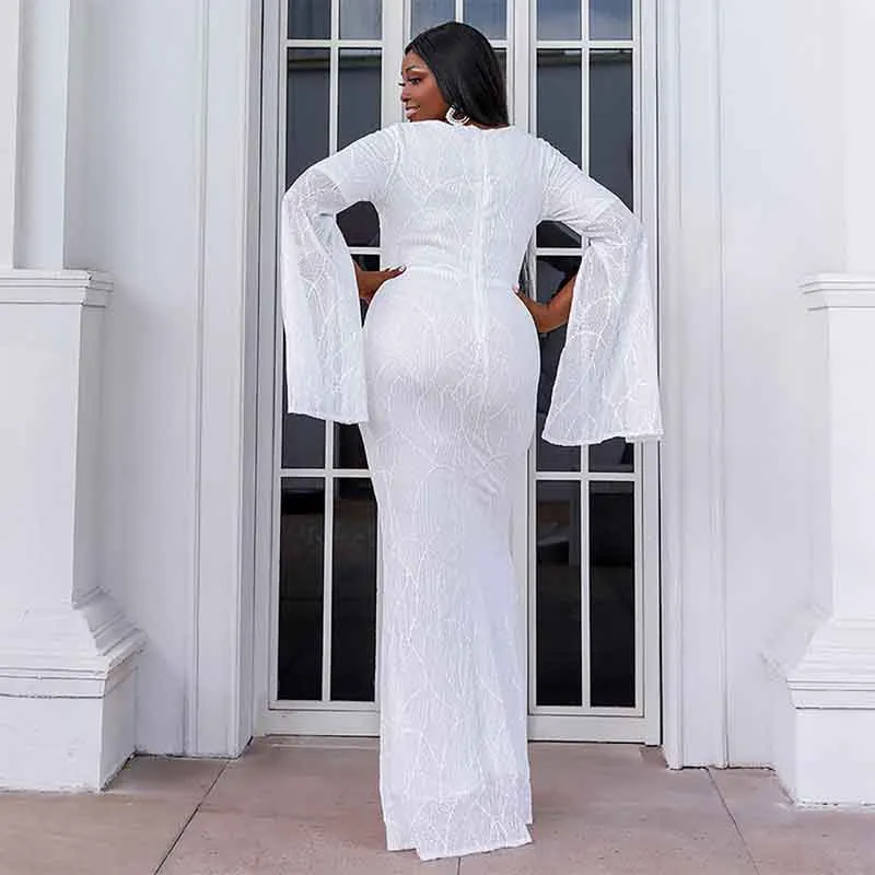 Women's Plus Size Sequin Gowns Long Formal Evening Party Maxi Dress