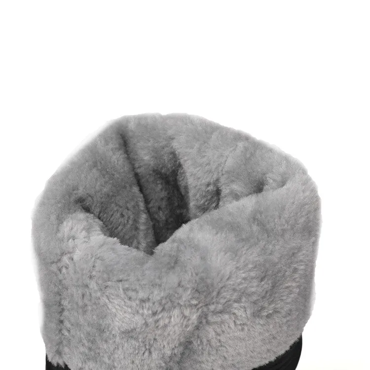 Women's Plush Down Waterproof Flat Platform Mid Calf Snow Boots