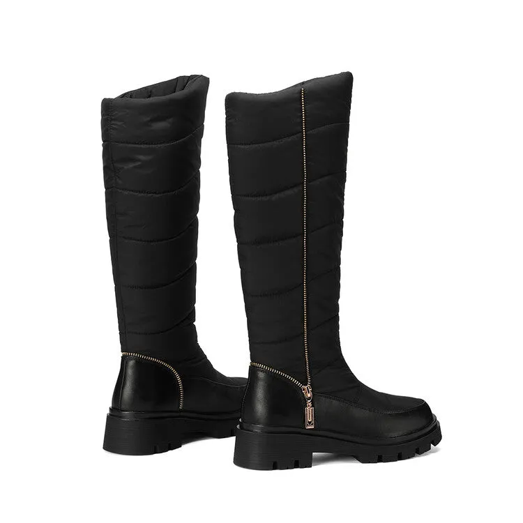 Women's Plush Down Waterproof Flat Platform Mid Calf Snow Boots