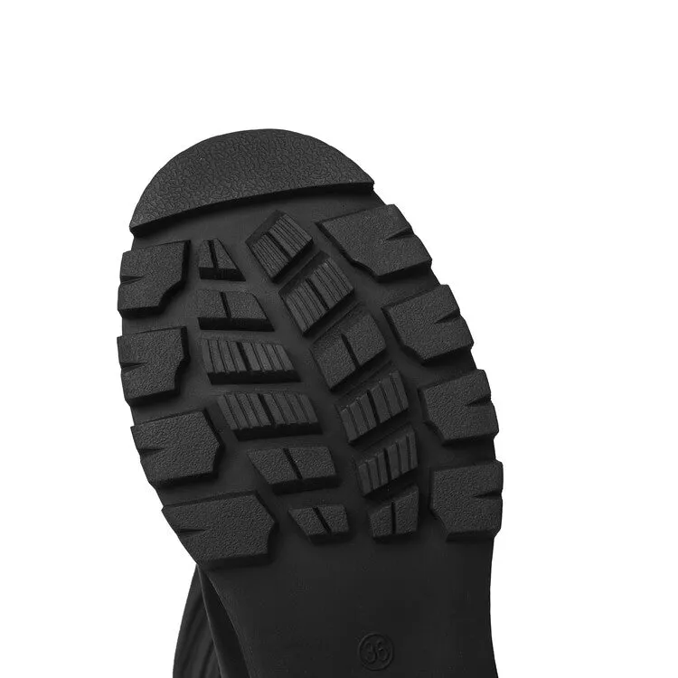 Women's Plush Down Waterproof Flat Platform Mid Calf Snow Boots