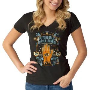 Women's Psychedelic Travel Bureau Vneck T-Shirt