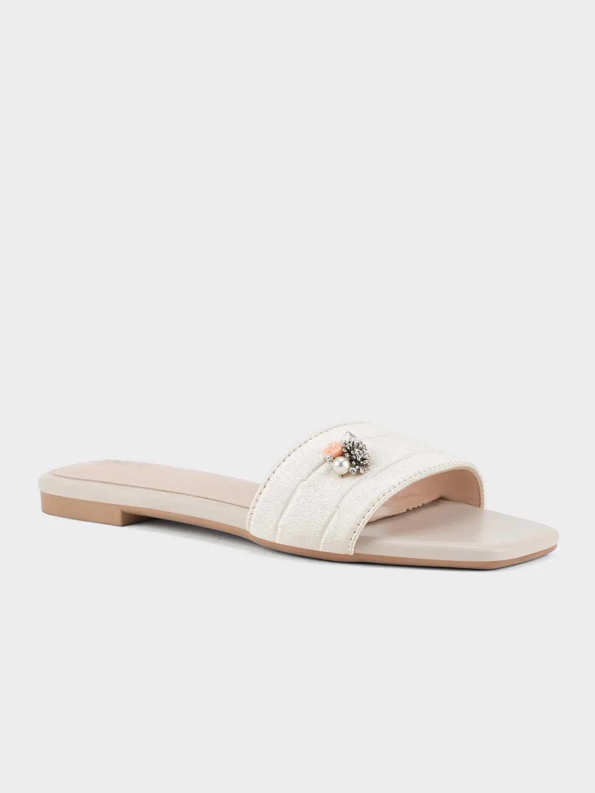 Womens "FERRULE" Satin Decorated Slippers