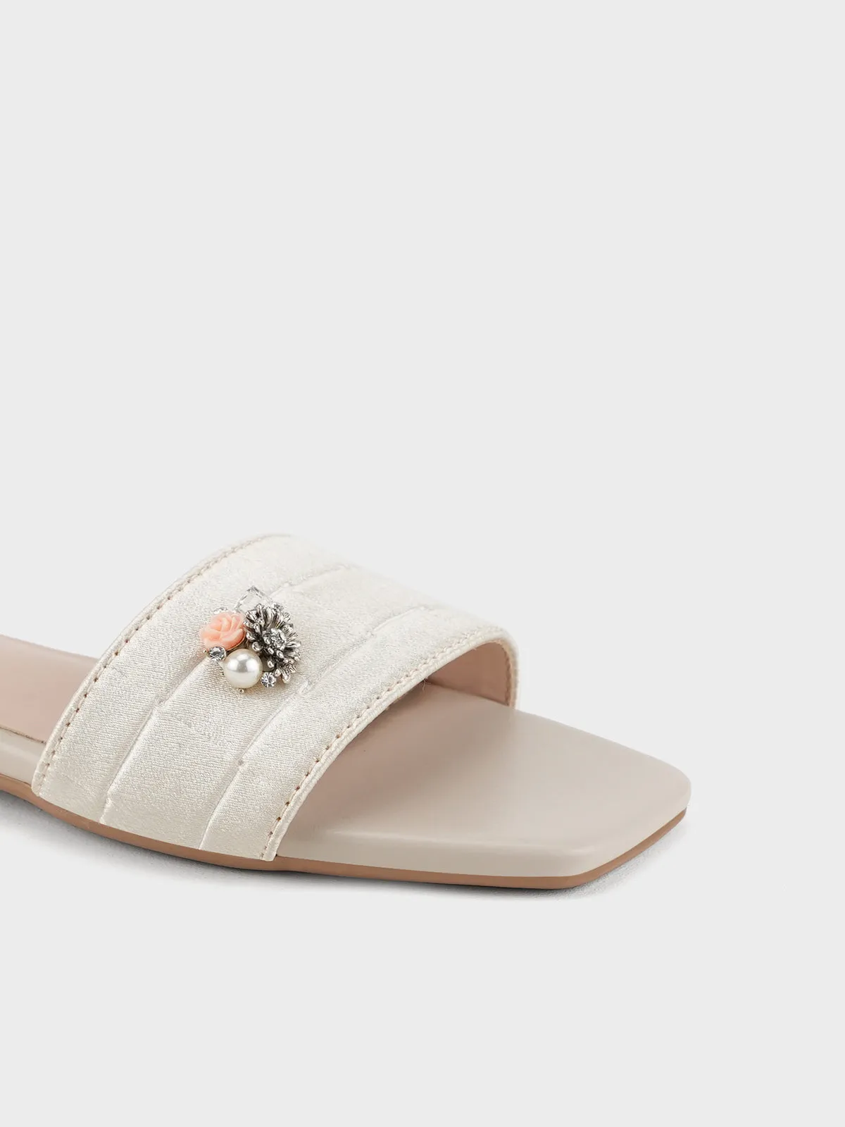 Womens "FERRULE" Satin Decorated Slippers