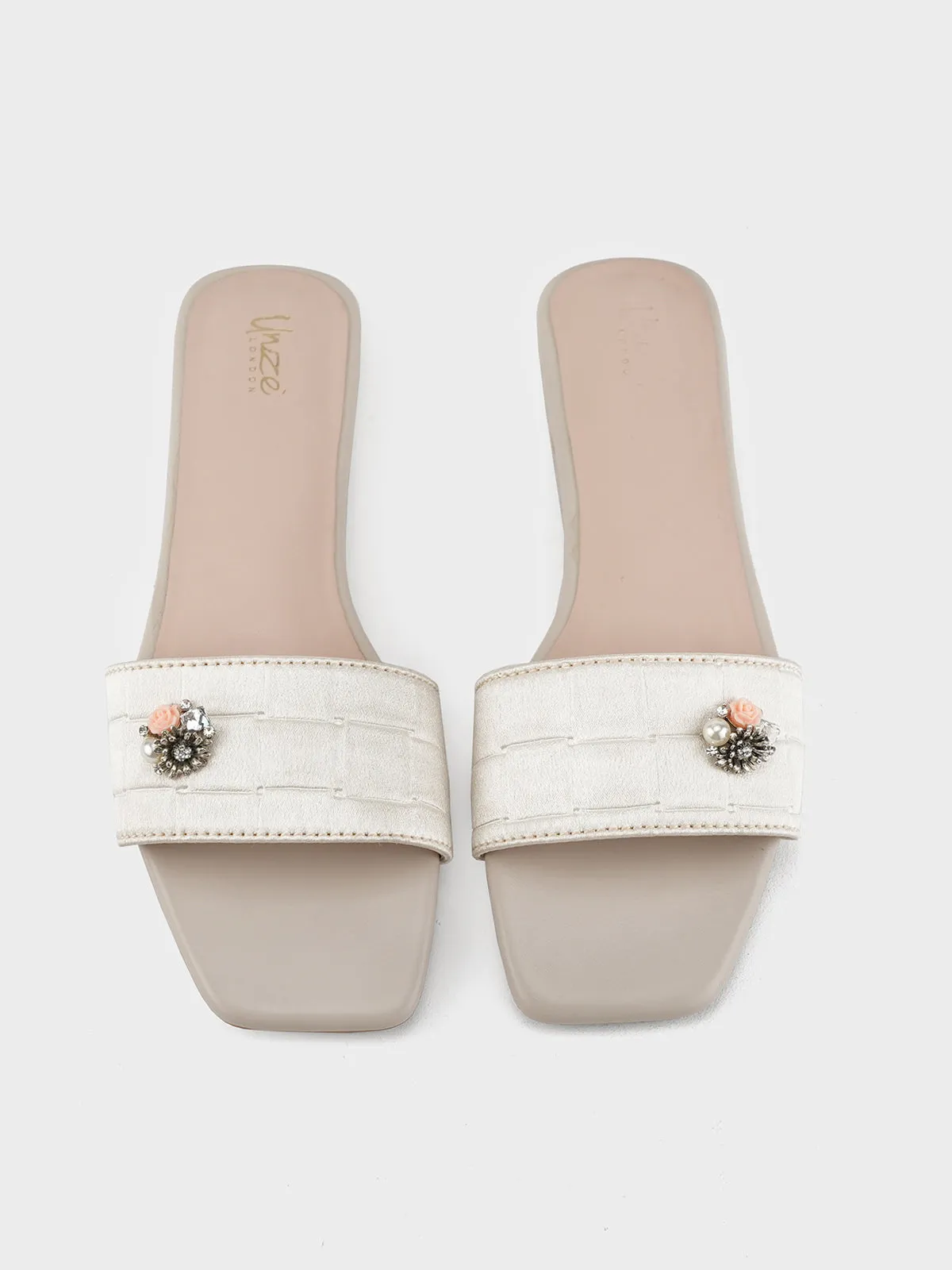 Womens "FERRULE" Satin Decorated Slippers