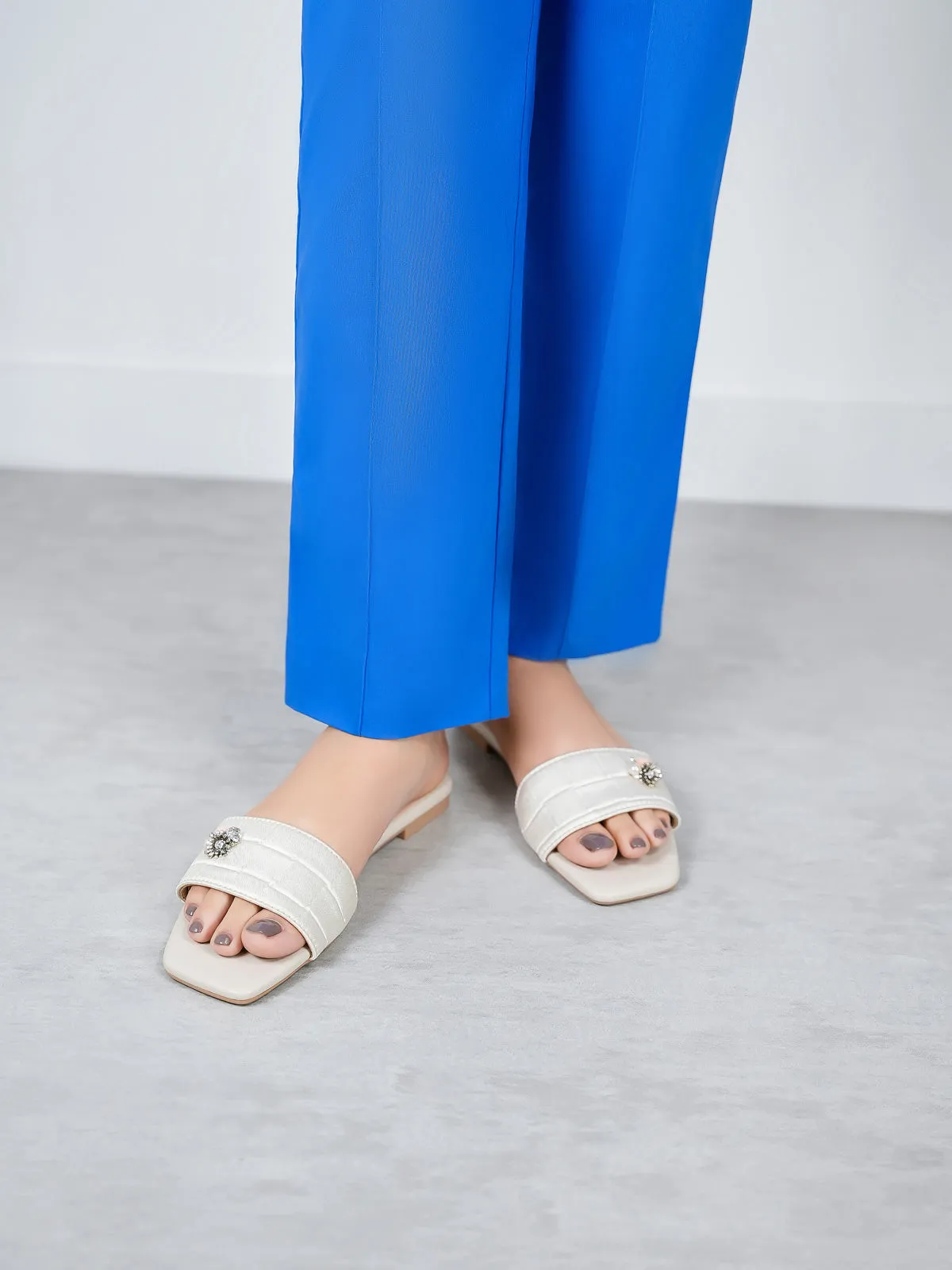 Womens "FERRULE" Satin Decorated Slippers