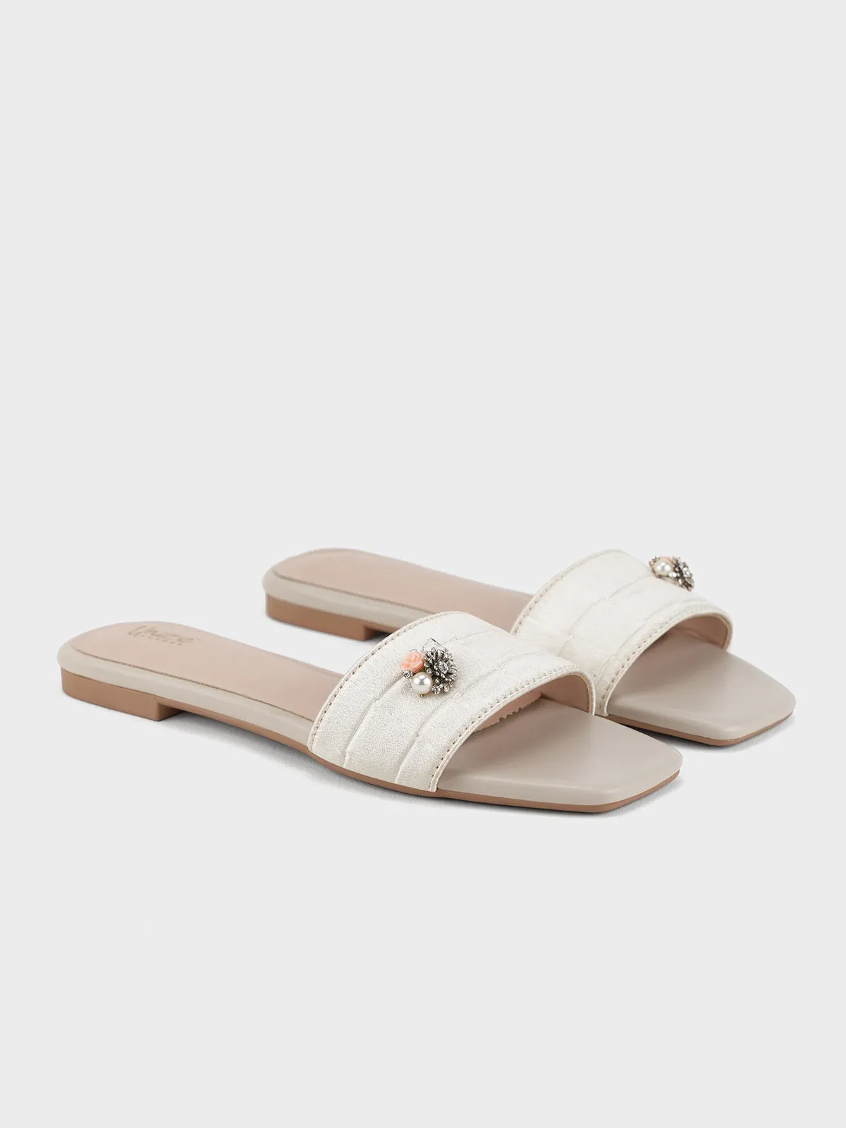 Womens "FERRULE" Satin Decorated Slippers