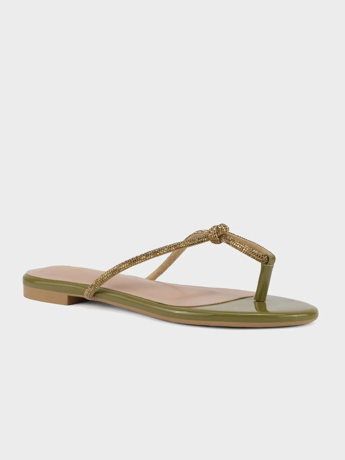 Womens "FUXIA" Embellished Flat Slippers