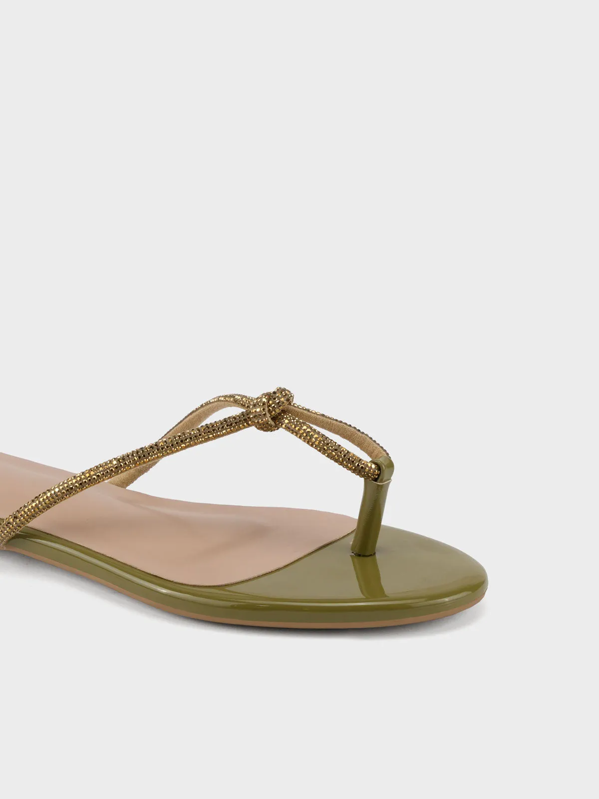 Womens "FUXIA" Embellished Flat Slippers