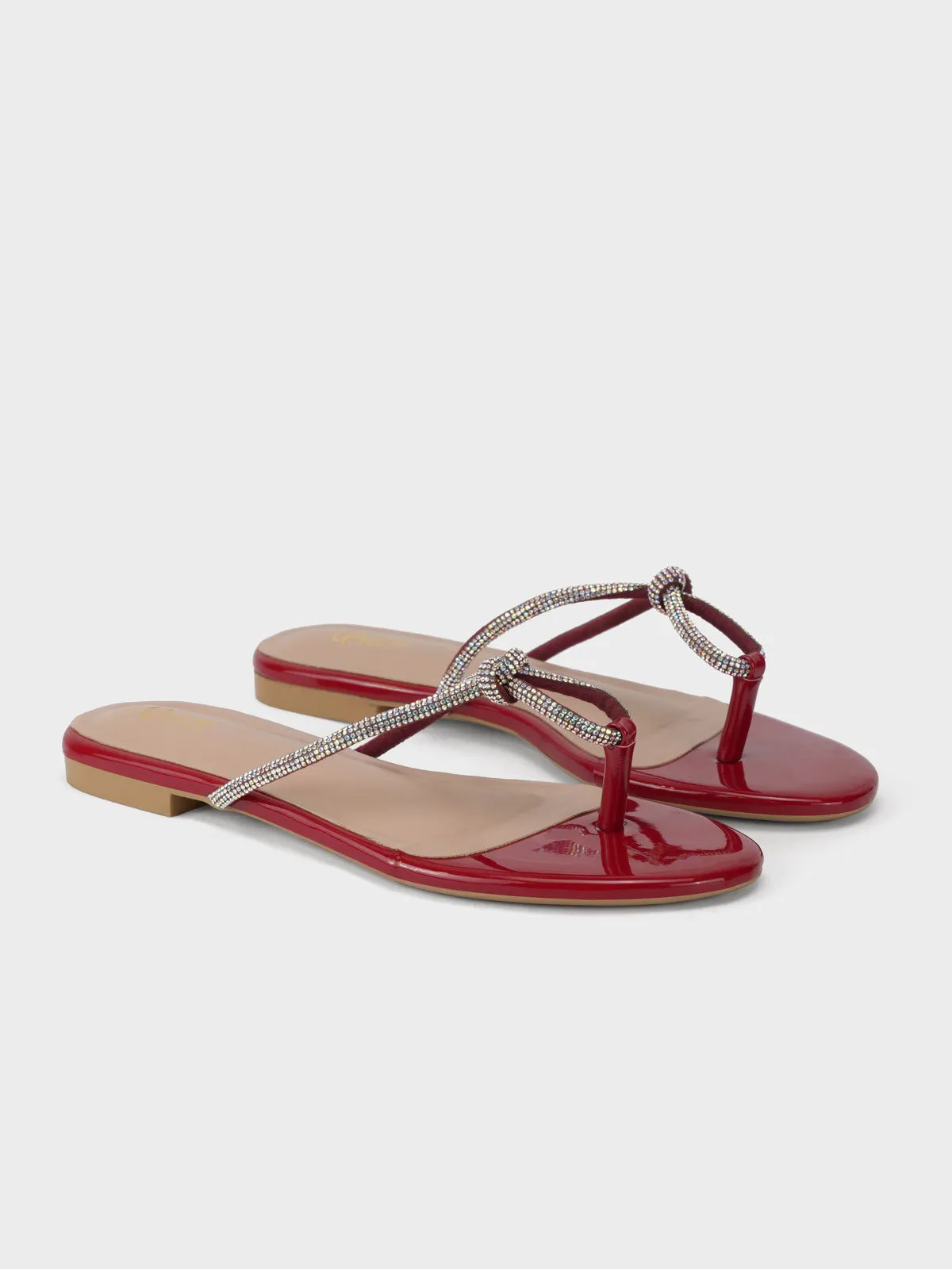 Womens "FUXIA" Embellished Flat Slippers