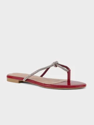Womens "FUXIA" Embellished Flat Slippers