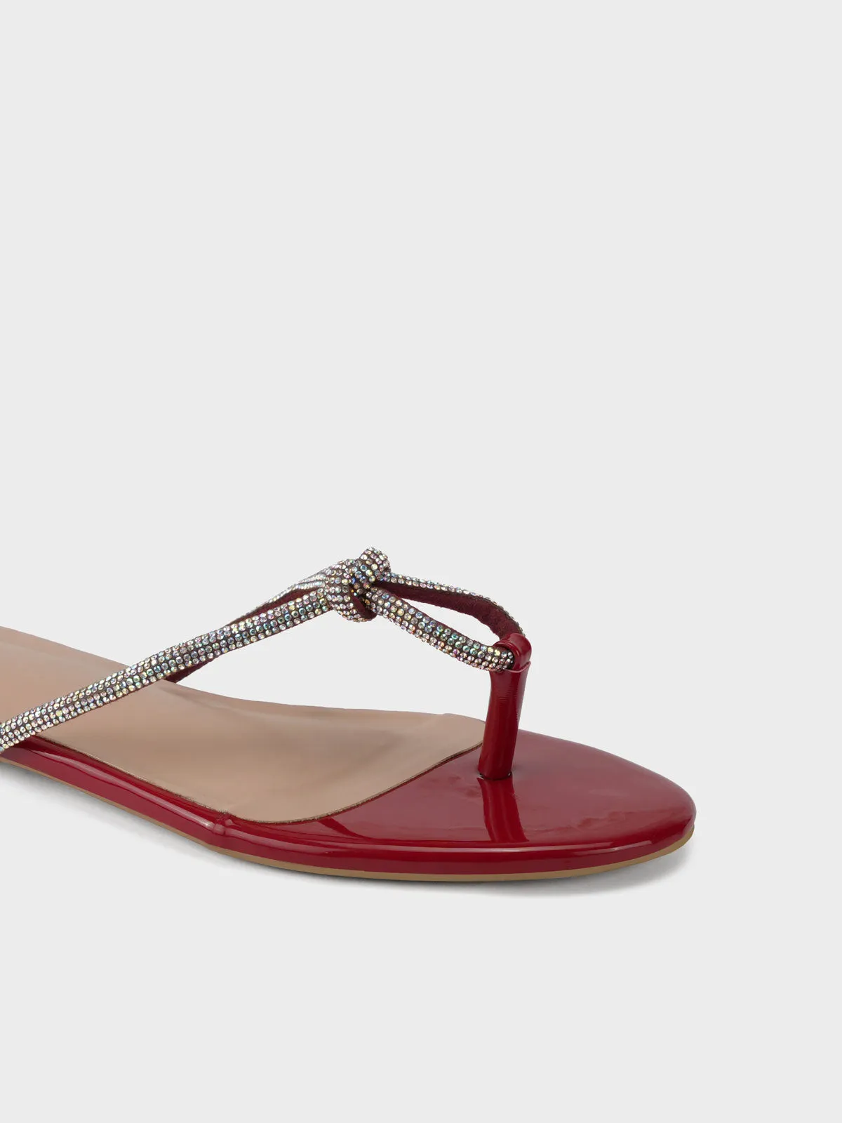 Womens "FUXIA" Embellished Flat Slippers