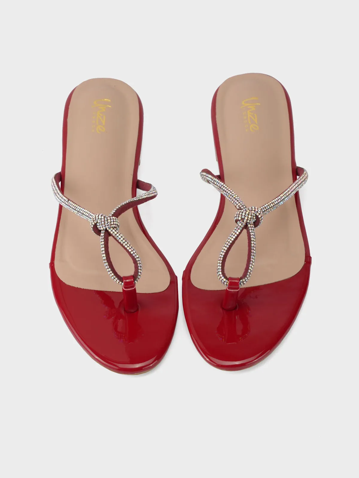 Womens "FUXIA" Embellished Flat Slippers