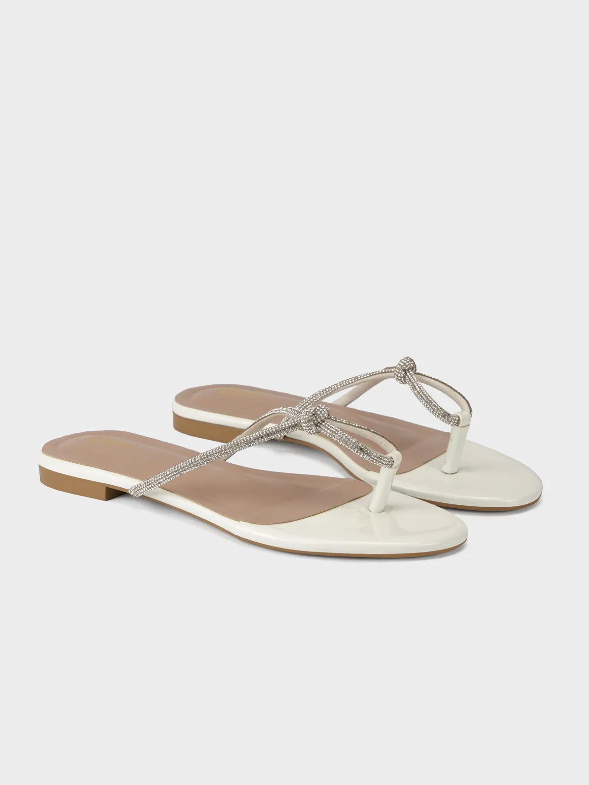 Womens "FUXIA" Embellished Flat Slippers