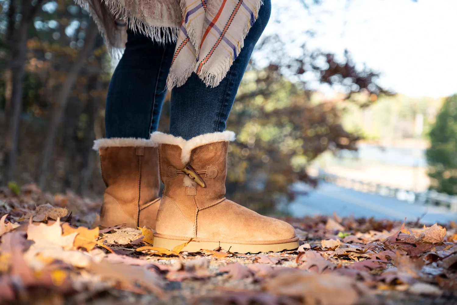 Women's Sheepskin Toggle Winter Boots (Clearance)
