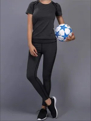 Women's Short Sleeve Workout Top & Seamless Leggings Set