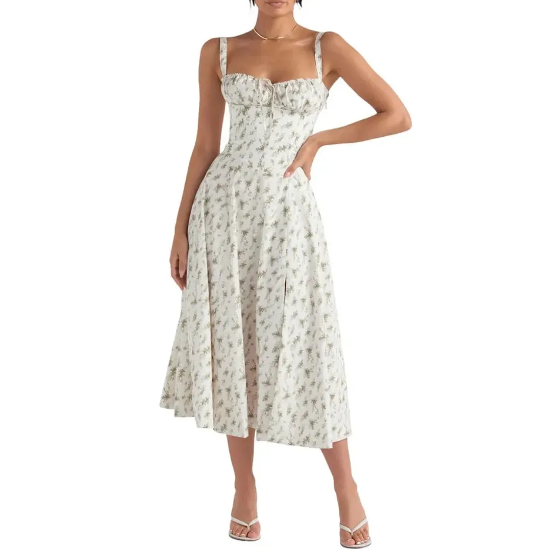 Women's Stylish Summer Floral Corset Dress | Midi