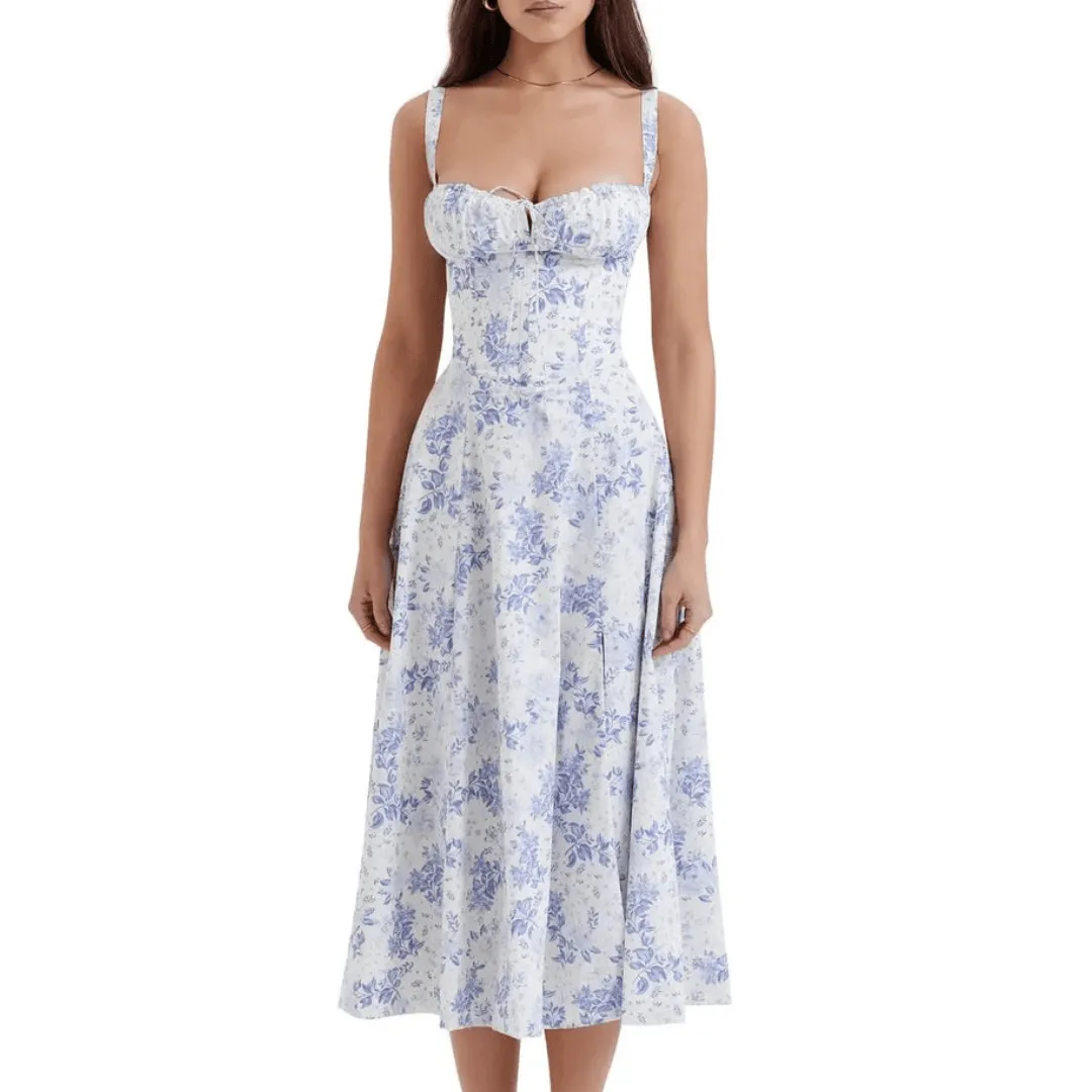 Women's Stylish Summer Floral Corset Dress | Midi