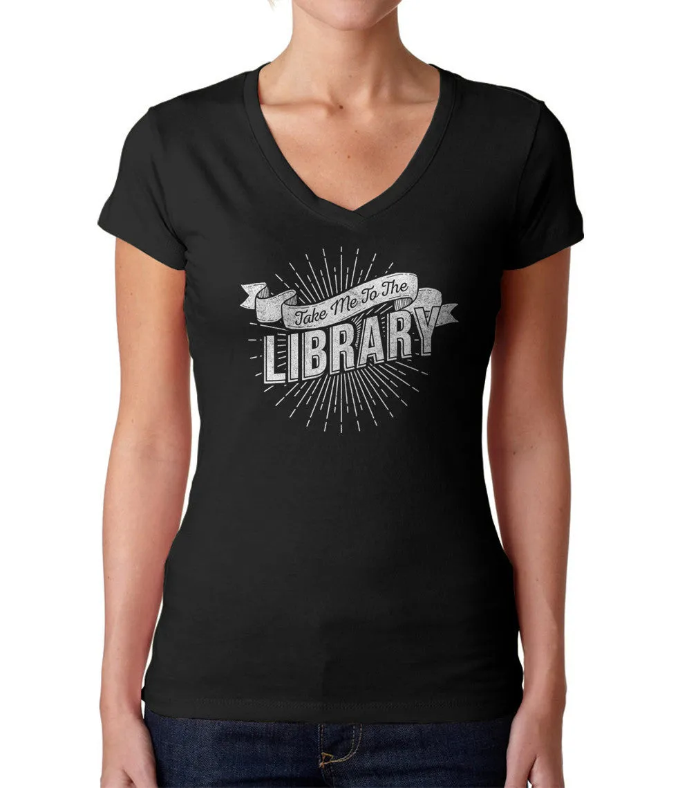 Women's Take Me To The Library Vneck T-Shirt
