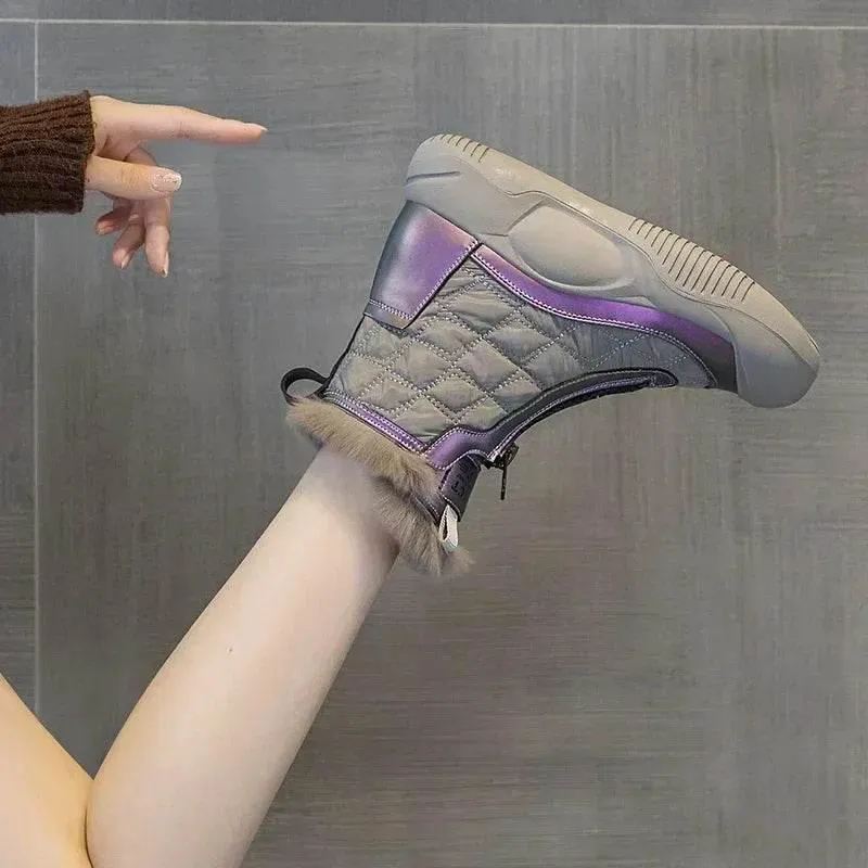 Womens Waterproof High-Top Snow Boots - Winter Defender Footwear