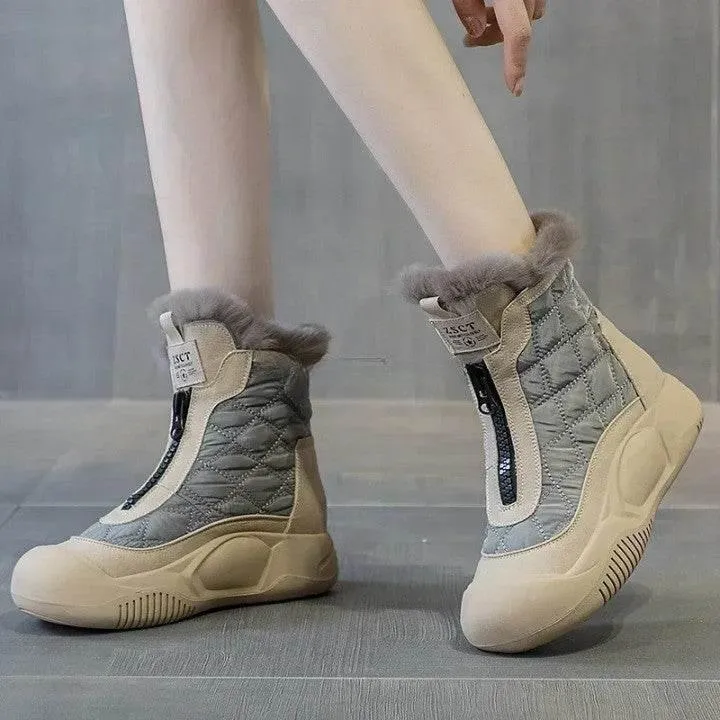 Womens Waterproof High-Top Snow Boots - Winter Defender Footwear