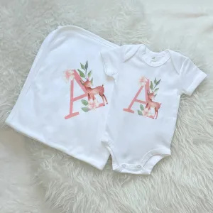 Woodland Animal Personalised Babygrow And Blanket Set